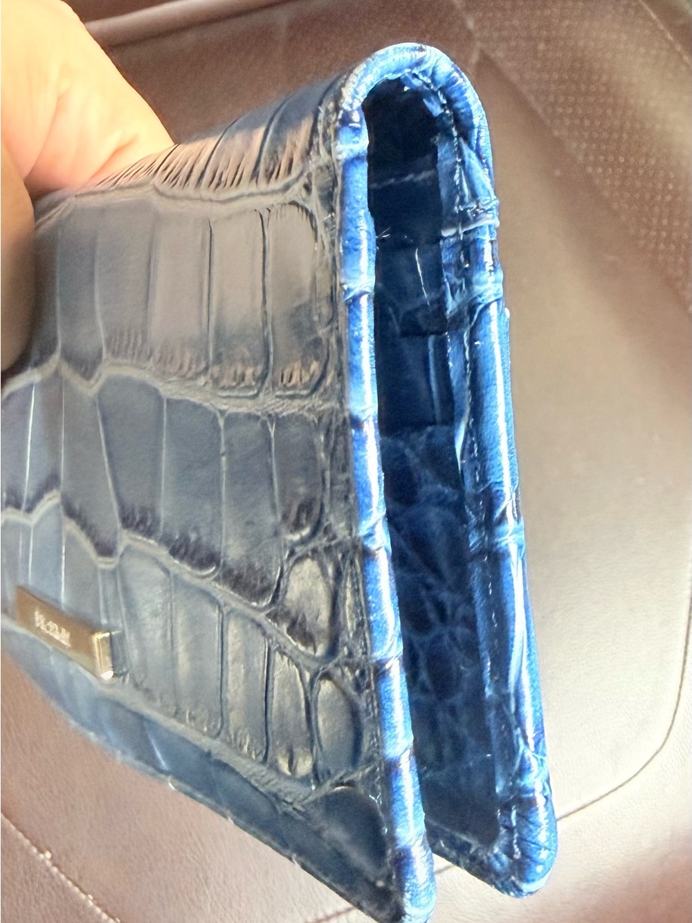 Brahmin Ady Blue Croc-Embossed Leather Wallet - Picture 10 of 11